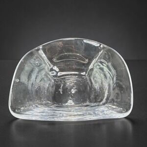 Simon Pearce Woodbury Glass Bowl Clear Hand Blown Signed Crystal Dish Bowl VTG‎
